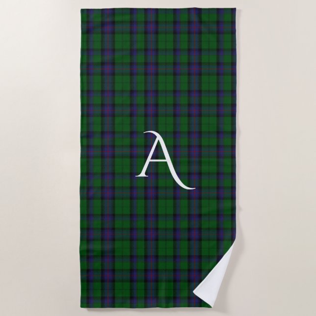 De Playa Armstrong Clan Tartan Plaid Monogram Beach Toalla (Anverso)