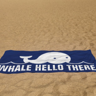 De Playa Ballena divertida Hola Pun Toalla Blanca Azul Beac