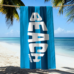 De Playa Beach Please Aqua & Navy Blue Striped Beach Toalla