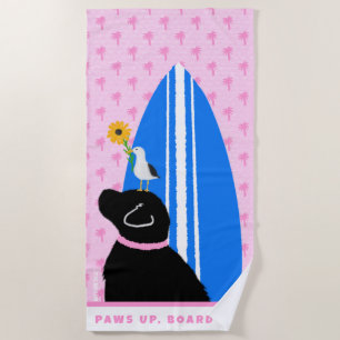 De Playa Black Lab Surf Dog Island Pink Beach Toalla