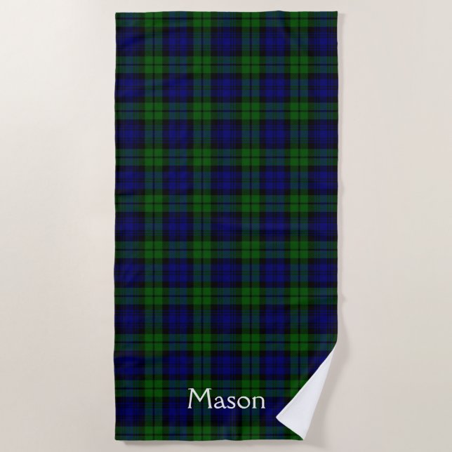 De Playa Black Watch Tartan Plaid Beach Toalla (Anverso)