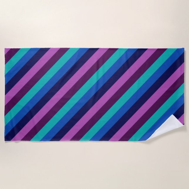 De Playa Blue Purple Verde azulada Stripes Beach Toalla (Anverso)