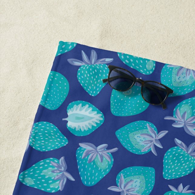 De Playa Blue Summer Strawberry Fruit Beach Toalla (In situ)