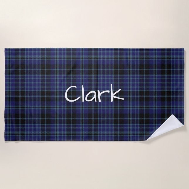 De Playa Clan Clark Tartan Plaid Beach Toalla (Anverso)