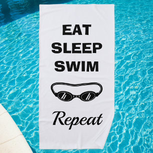 De Playa Comer dormir nadar repetir gafas divertidas toalla