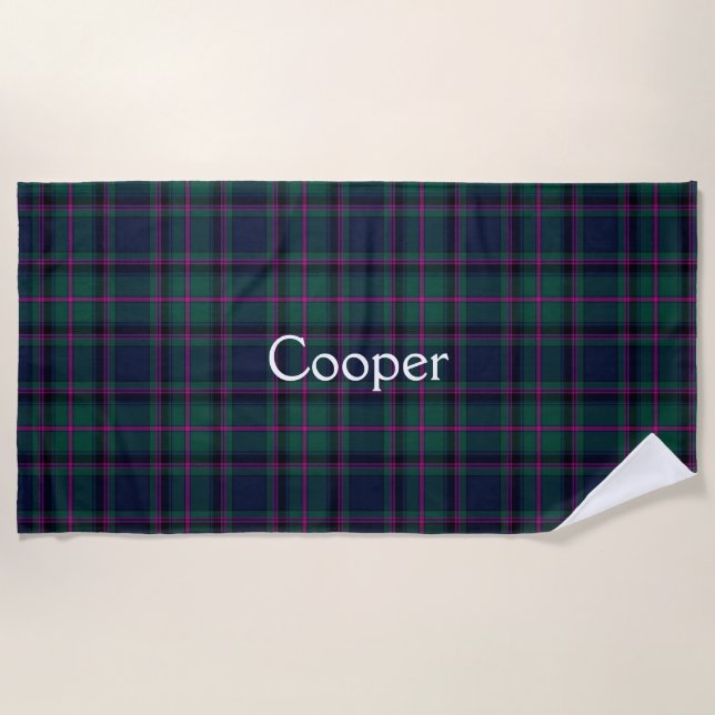 De Playa Cooper Clan Tartan Plaid Beach Toalla (Anverso)