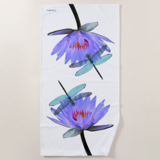 De Playa Dragonflies on Water Lilies Beach Toalla