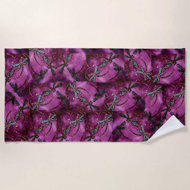 De Playa Dragonfly Burgundy Flit Beach Toalla (Anverso)