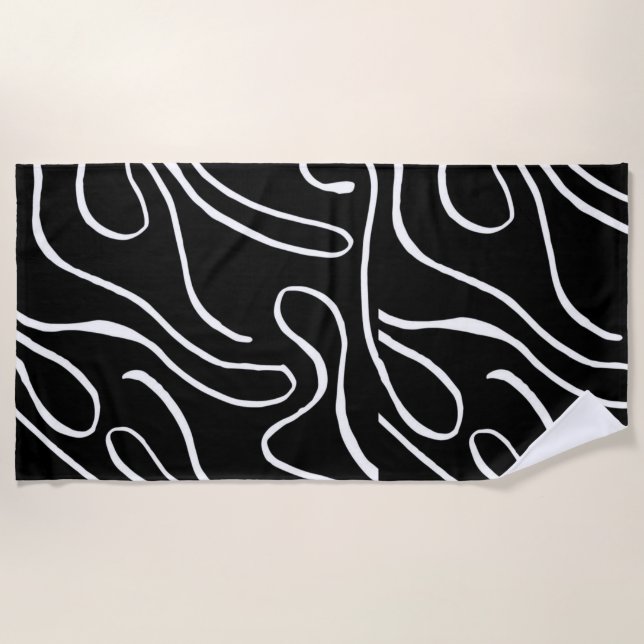 De Playa Ebb y Flow 2 - Black on White Beach Toalla (Anverso)