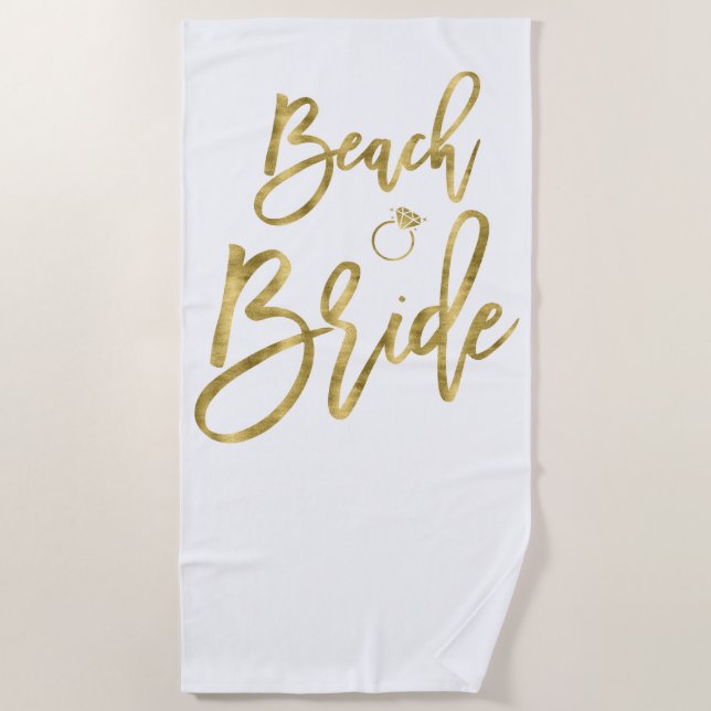 De Playa Faux Gold Beach Bride con toalla Ring Beach (Anverso)