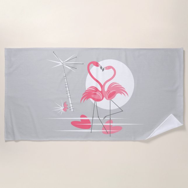 De Playa Flamingo Love beach toalla horizontal (Anverso)