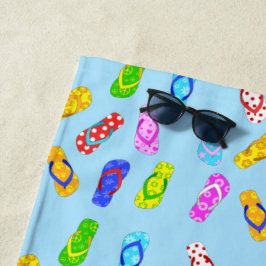 De Playa Flip Flop Pattern Blue Beach Toalla