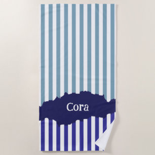 De Playa Fun Torn Stripes Blue Layered Name Beach Toalla