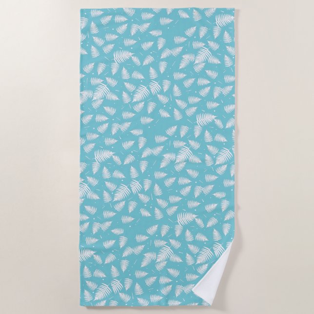 De Playa Funky White Fern Pattern Beach Toalla (Anverso)