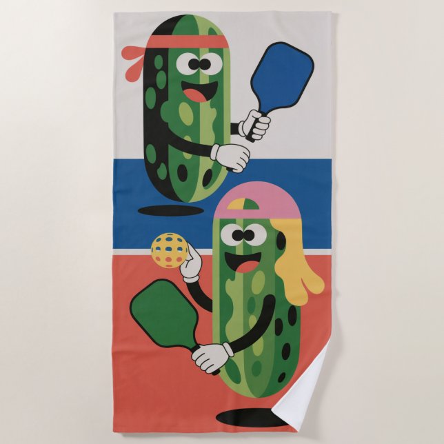 De Playa Funny Pickleball Pickle Headband Duo Beach Toalla (Anverso)