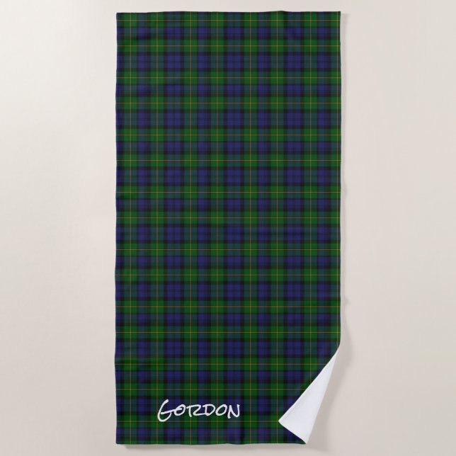 De Playa Gordon Clan Tartan Plaid Beach Toalla (Anverso)