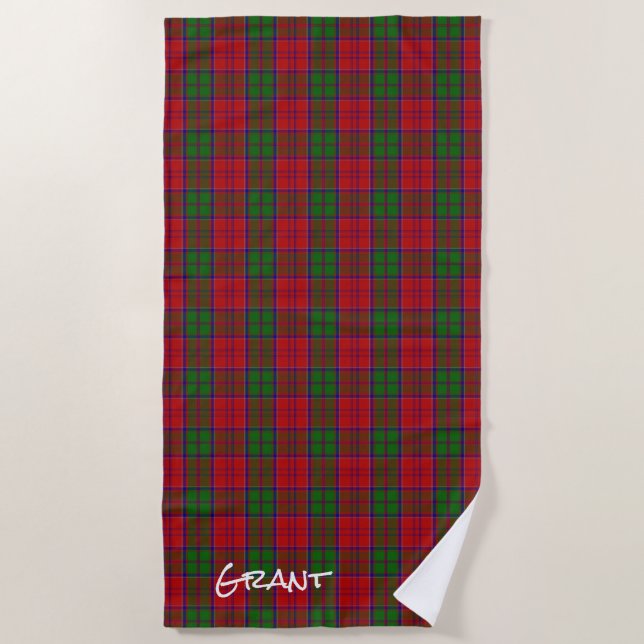 De Playa Grant Clan Tartan Plaid Beach Toalla (Anverso)