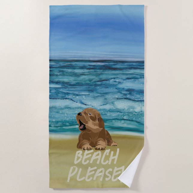 De Playa Happy Puppy Beach Toalla (Anverso)