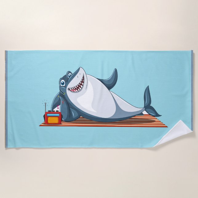 De Playa Happy Shark Cotton Beach Toalla (Anverso)