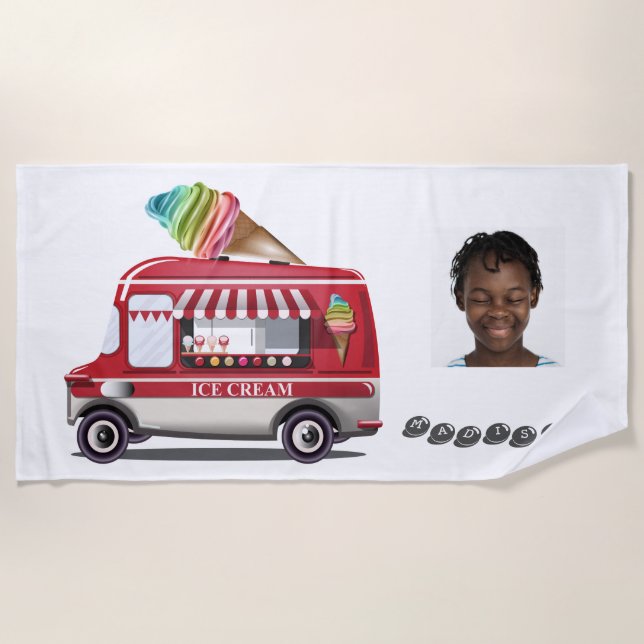 De Playa Helado Cream Truck nombre personalizado y toalla d (Anverso)