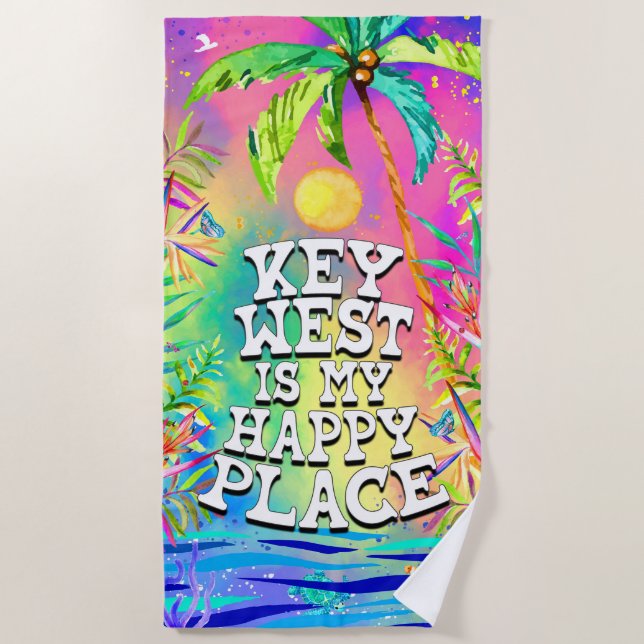 De Playa Key West es mi Happy Place Beach Toalla (Anverso)