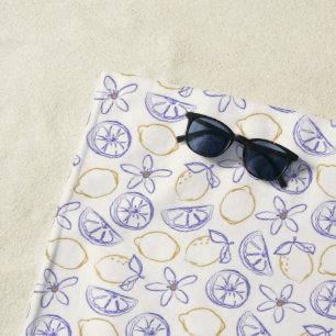 De Playa Lemon Doodle Pattern Beach Toalla