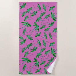 De Playa Lime Green Dragonfly Frenzy Beach Toalla
