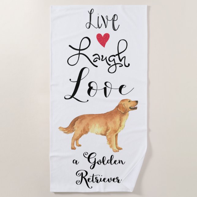 De Playa Live Laugh Love a Golden Retriever Beach Toalla (Anverso)