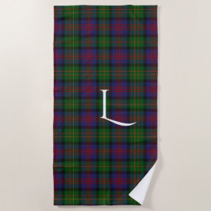 De Playa Logan Clan Tartan Plaid Monogram Beach Toalla