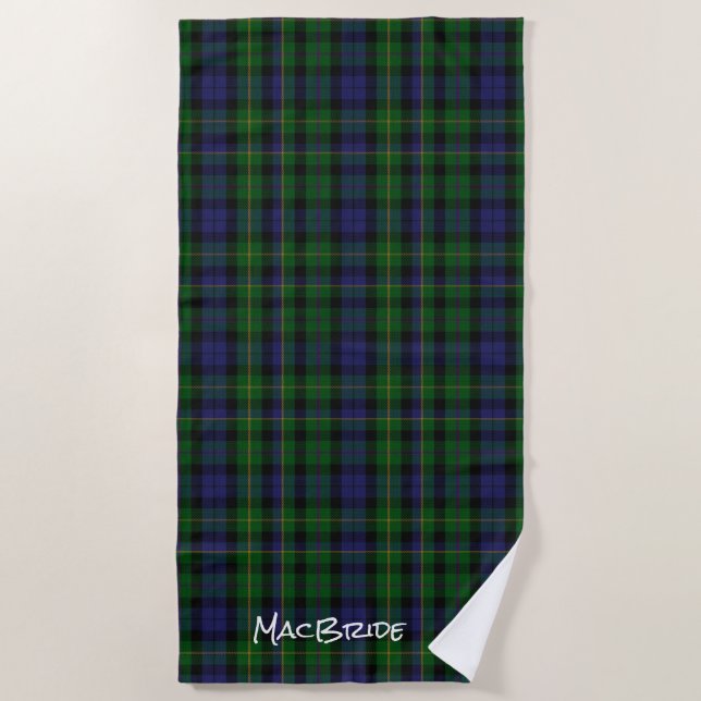 De Playa MacBride Clan Tartan Plaid Beach Toalla (Anverso)