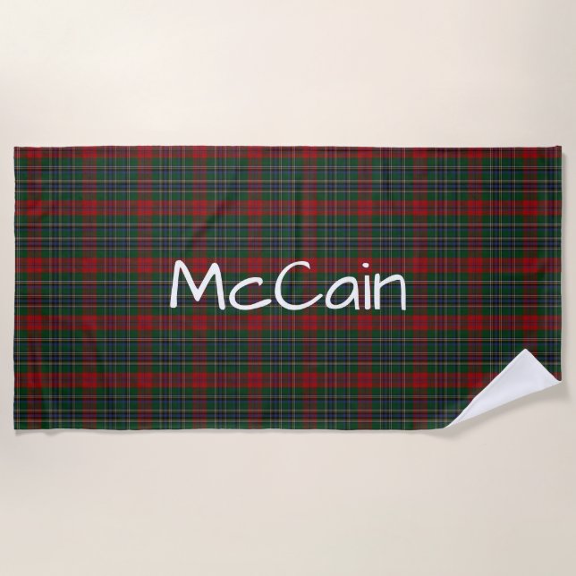 De Playa MacClain McLean Tartan Plaid Beach Toalla (Anverso)