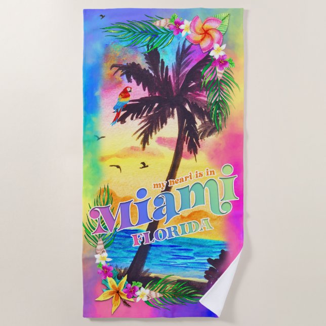 De Playa Mi corazón está en Miami Beach Toalla (Anverso)