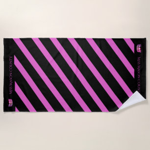 De Playa Miss USA Raspberry Stripe Pink Crown Beach Toalla
