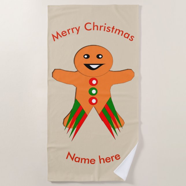 De Playa Navidades Fiesta Gingerbread Man Beach Toalla (Anverso)