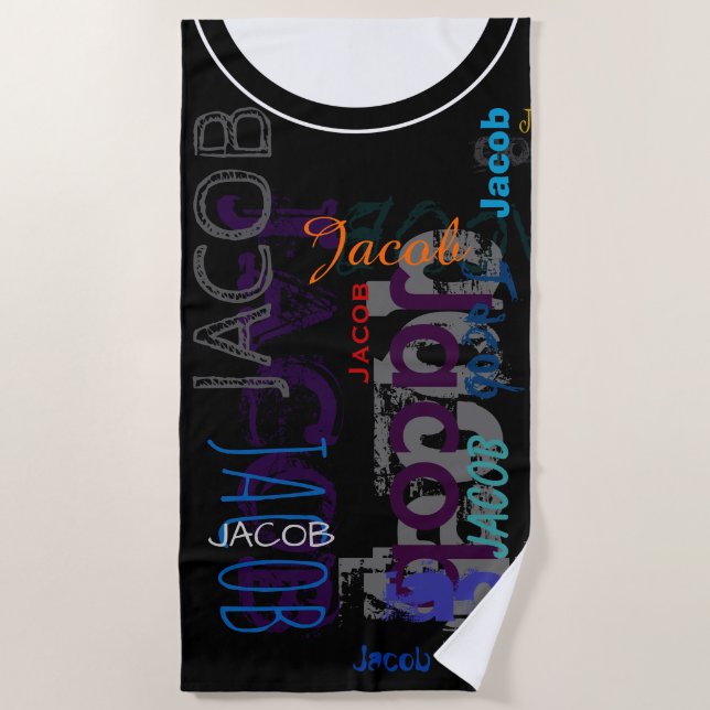 De Playa Nombre repetido personalizado 5 letras Toalla play (Anverso)