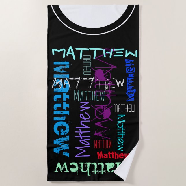 De Playa Nombre repetido personalizado 7 letras Toalla play (Anverso)