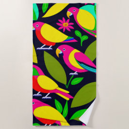 De Playa Parrots Design Cotton Beach Toalla