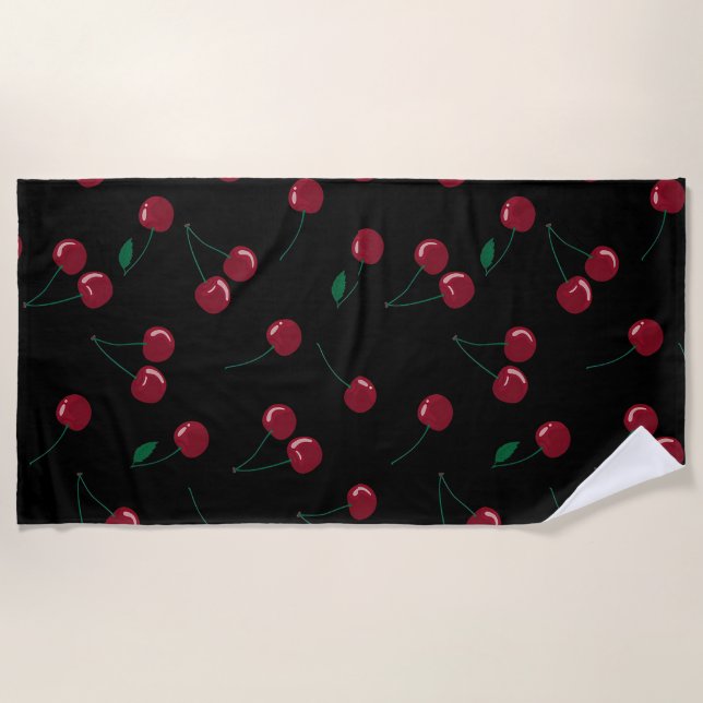 De Playa Red Cherry Black Beach Toalla (Anverso)