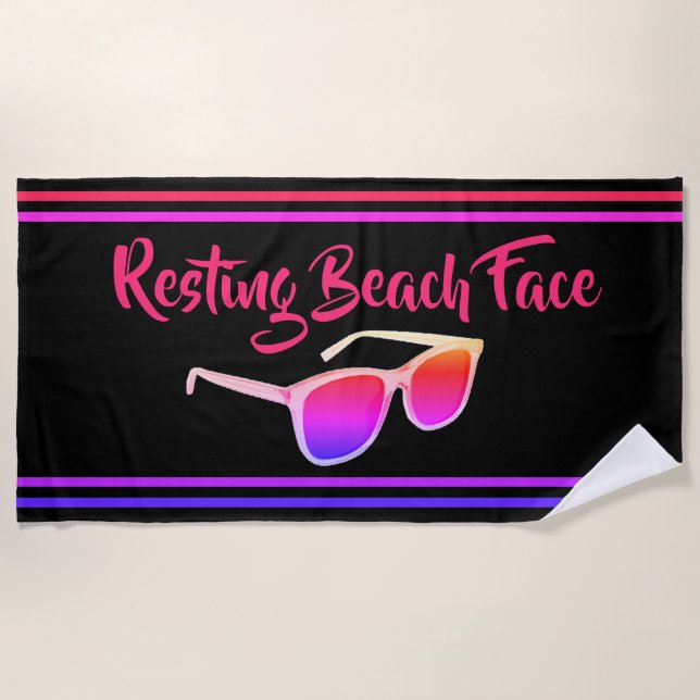 De Playa Resting Beach Face Black and Bright Beach Toalla (Anverso)