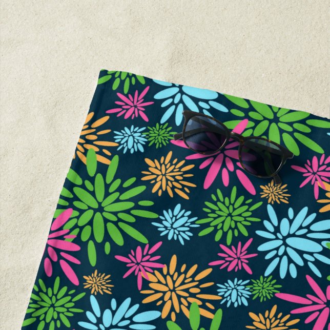 De Playa Resumen Colorido Fuegos artificiales Flores Toalla (In situ)