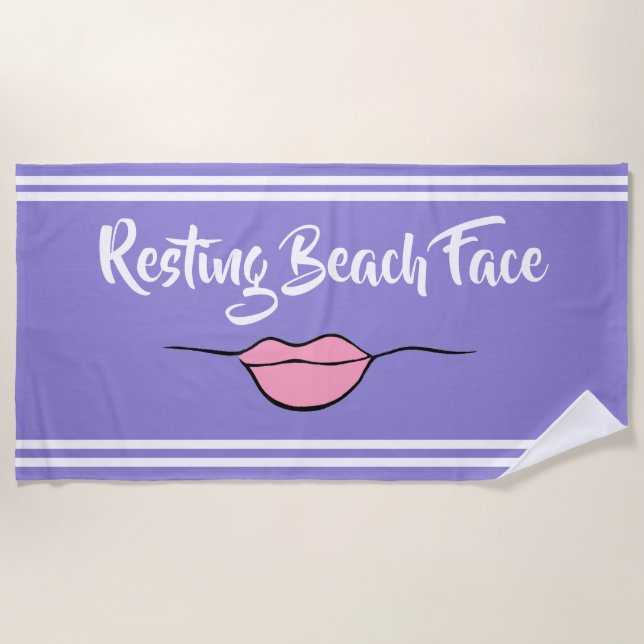 De Playa Rodeando Beach Face "Lips" Lavender Beach Toalla (Anverso)