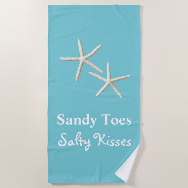 De Playa Sandy Toes Salty Kisses Blue Beach Toalla (Anverso)