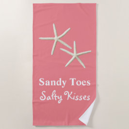 De Playa Sandy Toes Salty Kisses Coral Beach Toalla