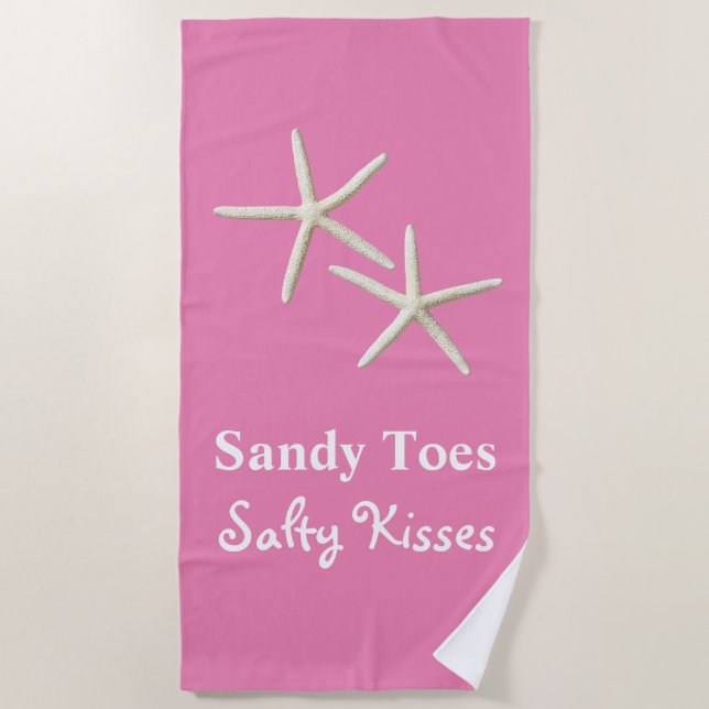 De Playa Sandy Toes Salty Kisses Pink Beach Toalla (Anverso)