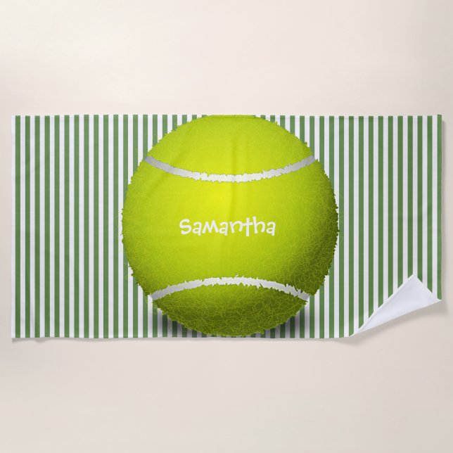 De Playa Tennis Ball Stripes Design Beach Toalla (Anverso)