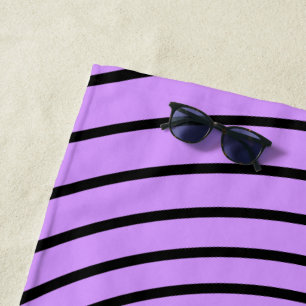 De Playa Toalla Black Striped Purple Beach