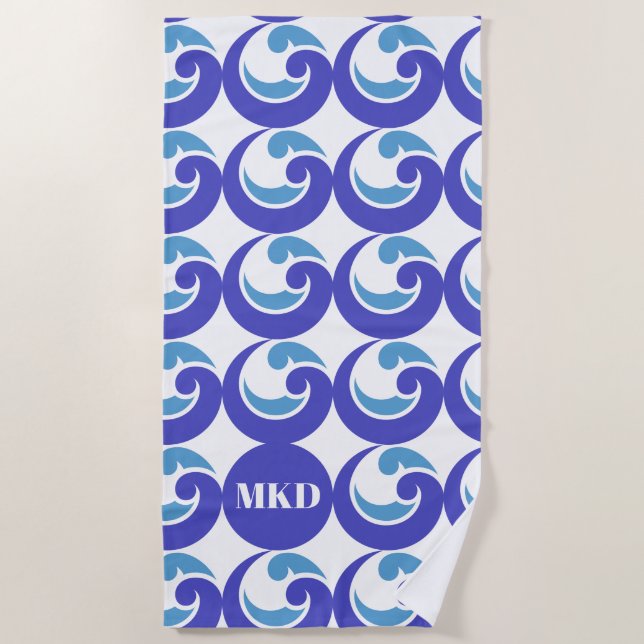De Playa Toalla Blue Wave Monogram Beach (Anverso)