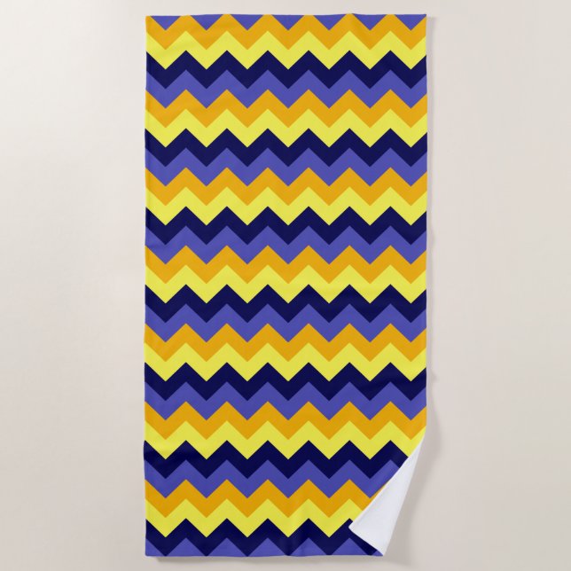 De Playa Toalla Blue Yellow Gold Chevrons Beach (Anverso)
