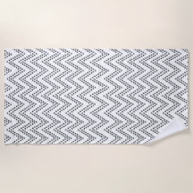 Toalla Boho Ethnic Beach - Blanco y negro