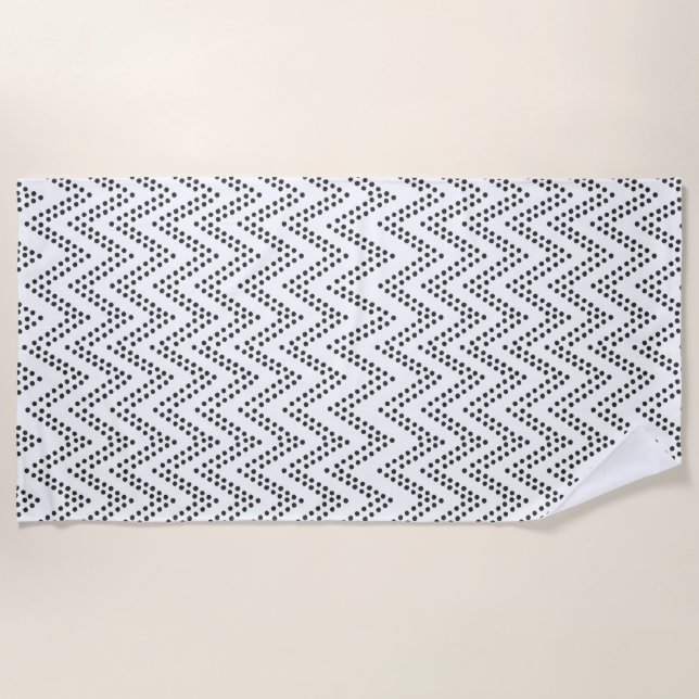 De Playa Toalla Boho Ethnic Beach - Blanco y negro (Anverso)
